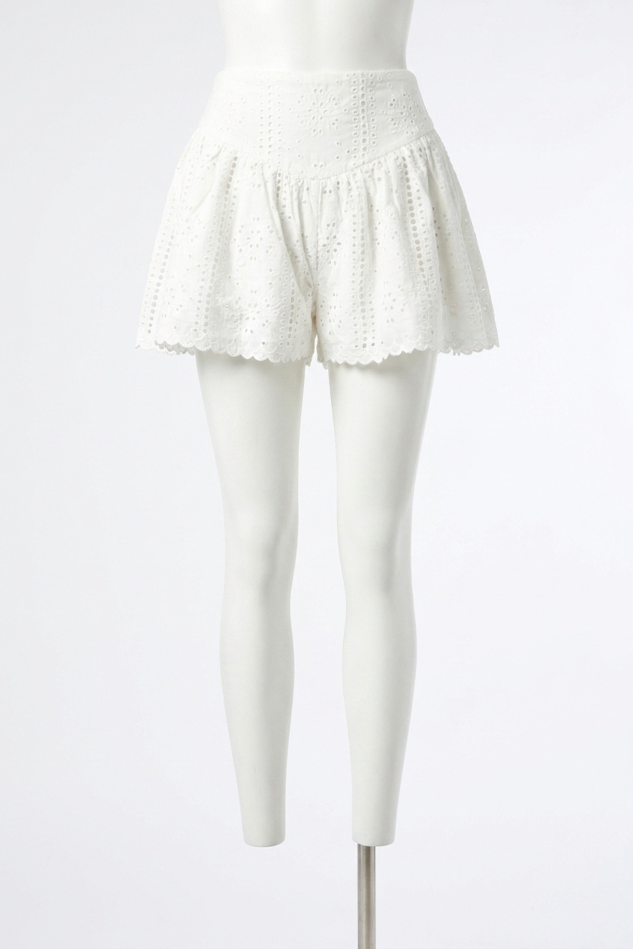 NEW OLIVACEOUS bunny eyelet shorts in white